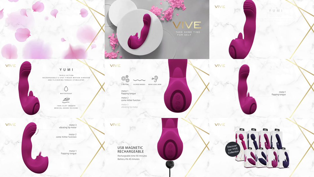 Vive by shots Yumi - Triple Motor G-Spot Vinger Beweging Vibrator en Flickering Tongue Stimulator - Roze (8714273051882)