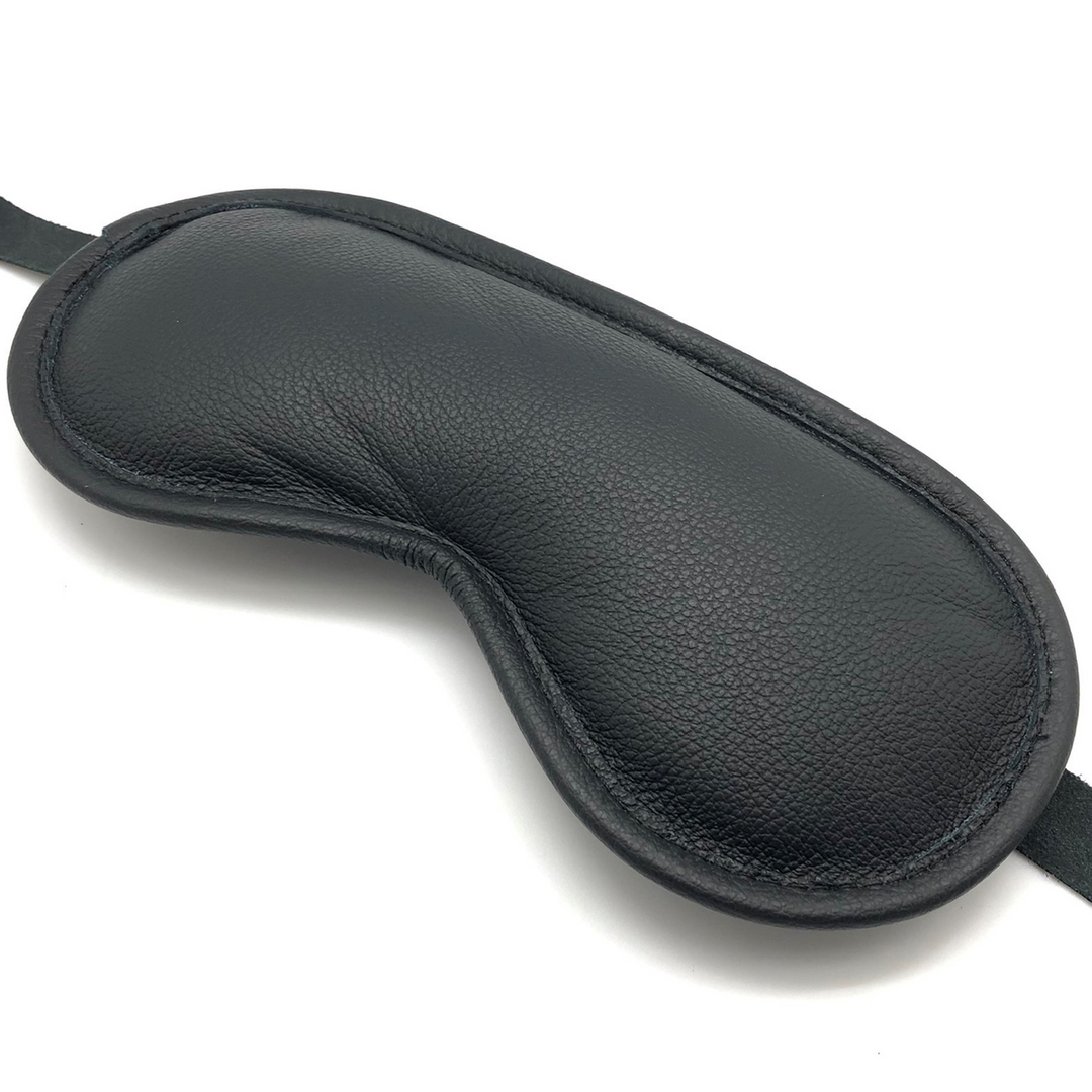 Red leather Blind Up - Gevoerde Leren Oogmasker - Zwart (3701019810891)