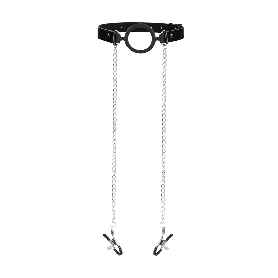 Ouch! by shots O-Ring Ballgag met Tepelklemmen (7423522486429)