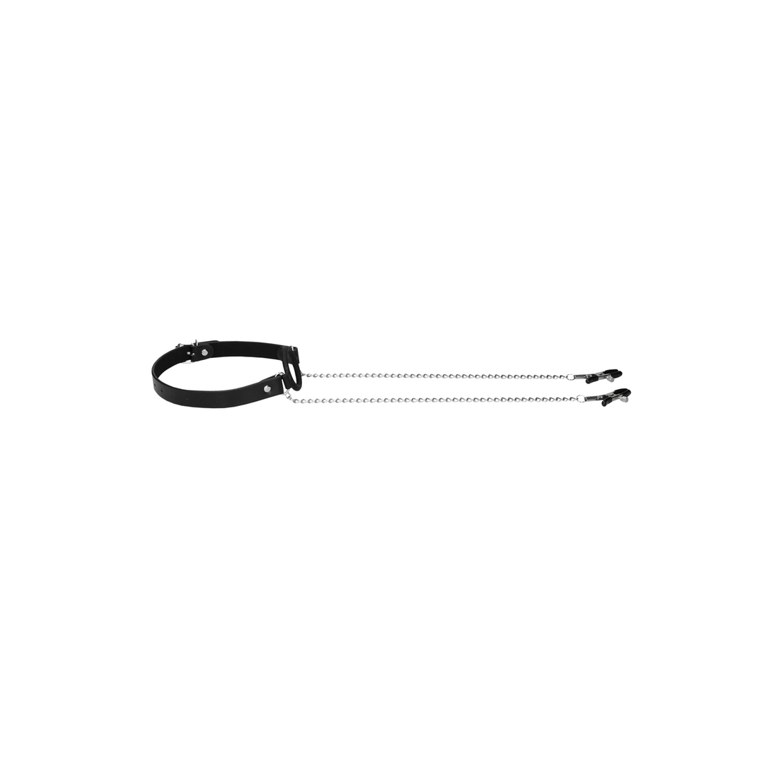 Ouch! by shots O-Ring Ballgag met Tepelklemmen (7423522486429)