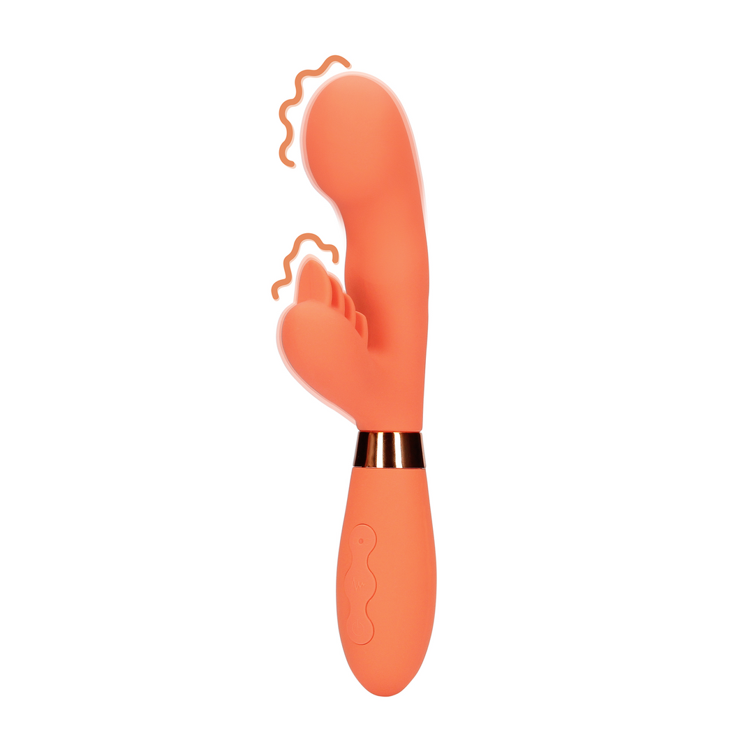 Loveline by shots Siliconen Rabbit Vibrator met Geribbelde Clitorale Stimulator - Glazed Carrots (8714273048936)