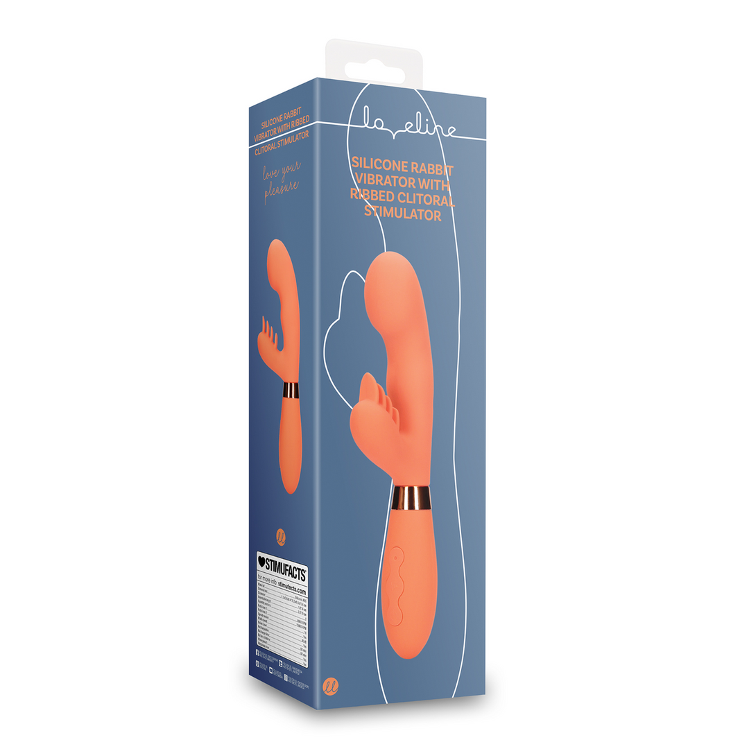 Loveline by shots Siliconen Rabbit Vibrator met Geribbelde Clitorale Stimulator - Glazed Carrots (8714273048936)