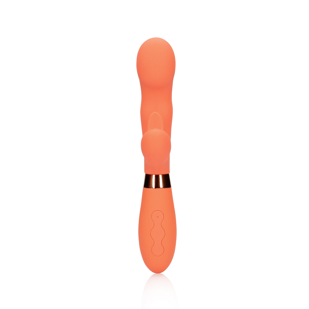 Loveline by shots Siliconen Rabbit Vibrator met Geribbelde Clitorale Stimulator - Glazed Carrots (8714273048936)