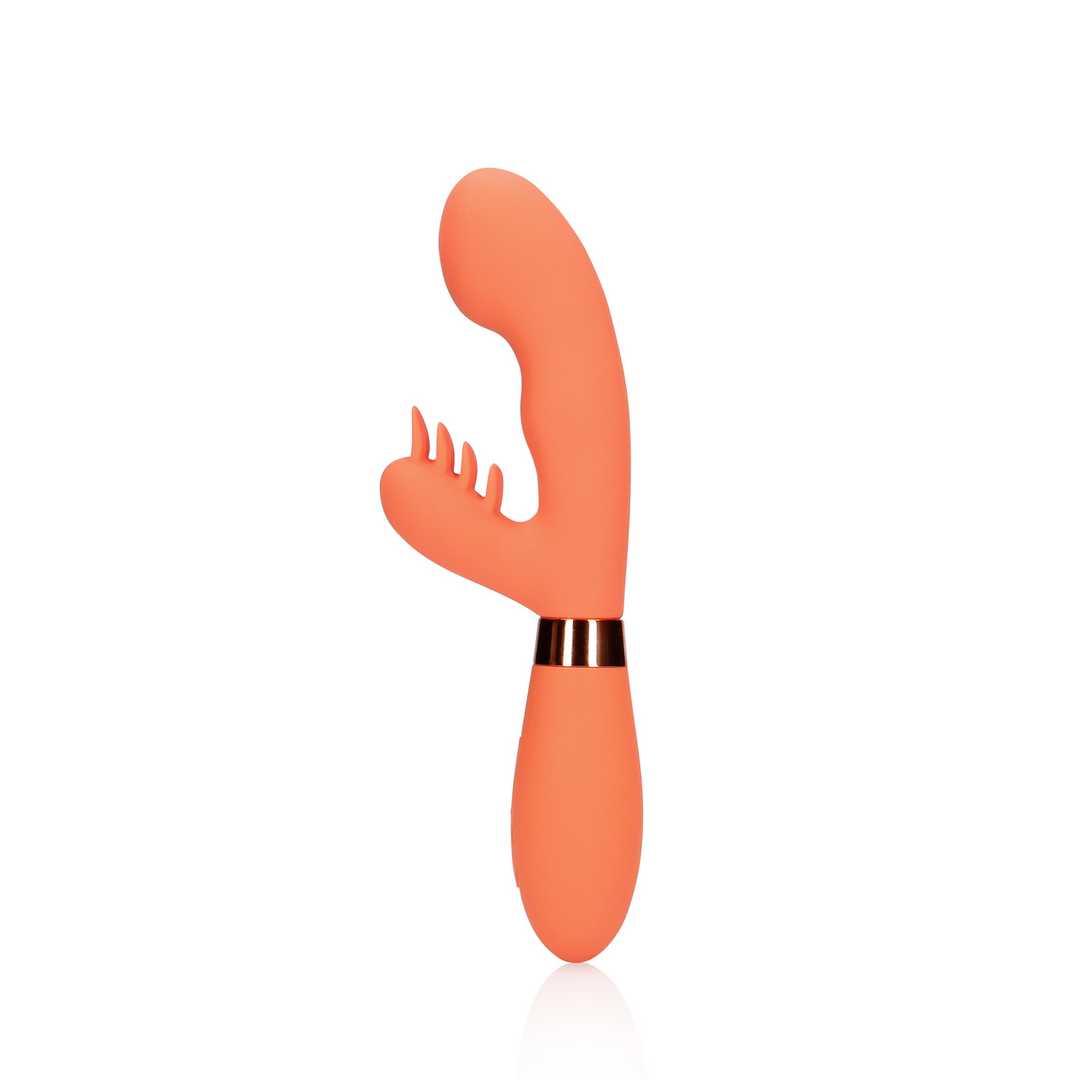 Loveline by shots Siliconen Rabbit Vibrator met Geribbelde Clitorale Stimulator - Glazed Carrots (8714273048936)