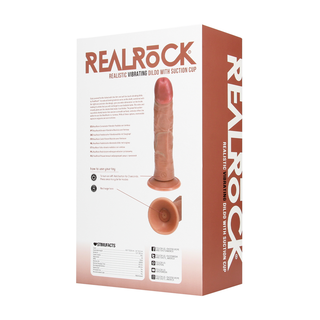 Realrock by shots Vibrerende Regular Curved Cock - 8 / 20,5 cm - Tan (8714273041715)