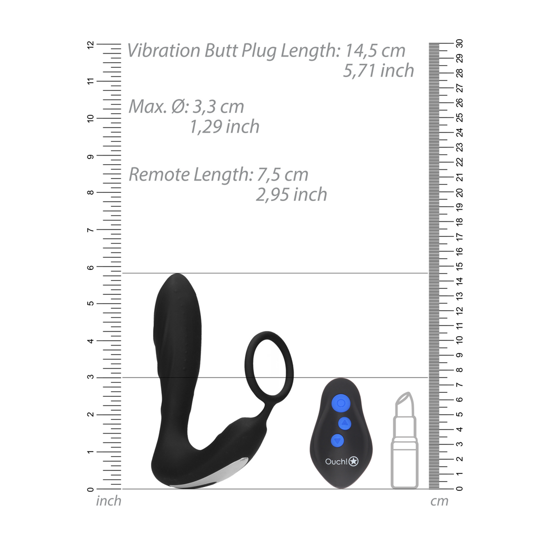 Ouch! by shots E-stim Vibrerende Butt Plug Cockring (7423522560570)