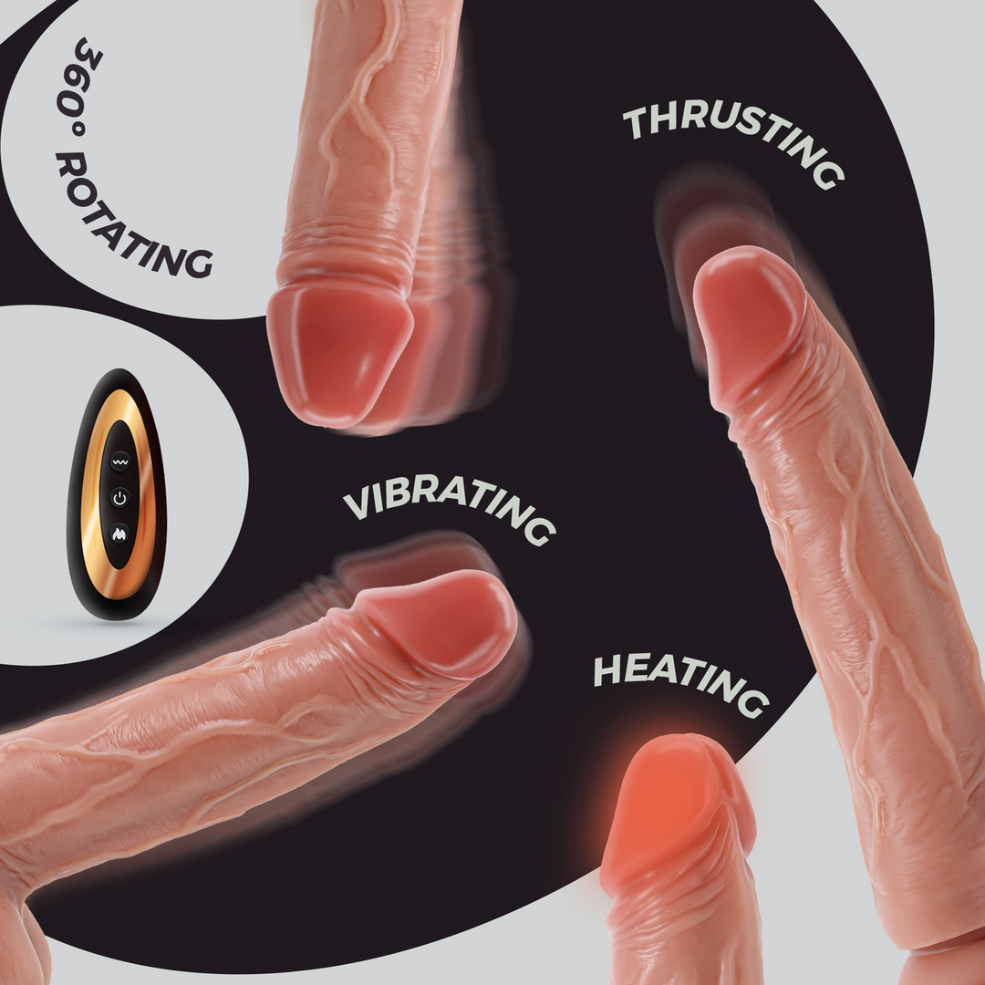 Crushious Inviktus Vibe - Vloeibare Siliconen Duwende Draaivibrator met Verwarming - 9 / 23 cm - Vleeskleur (7403254159266)