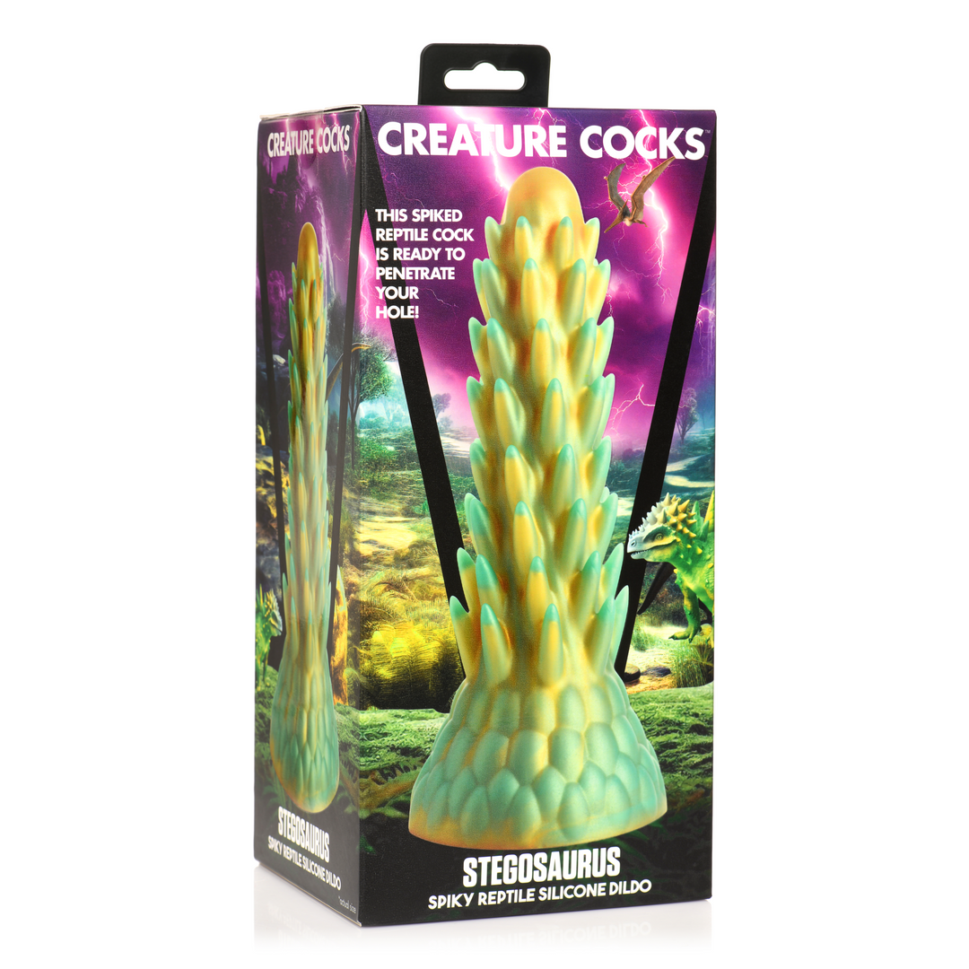 Xr brands Stegosaurus - Stekelige Reptiel Silicone Dildo - Groen (848518053282)