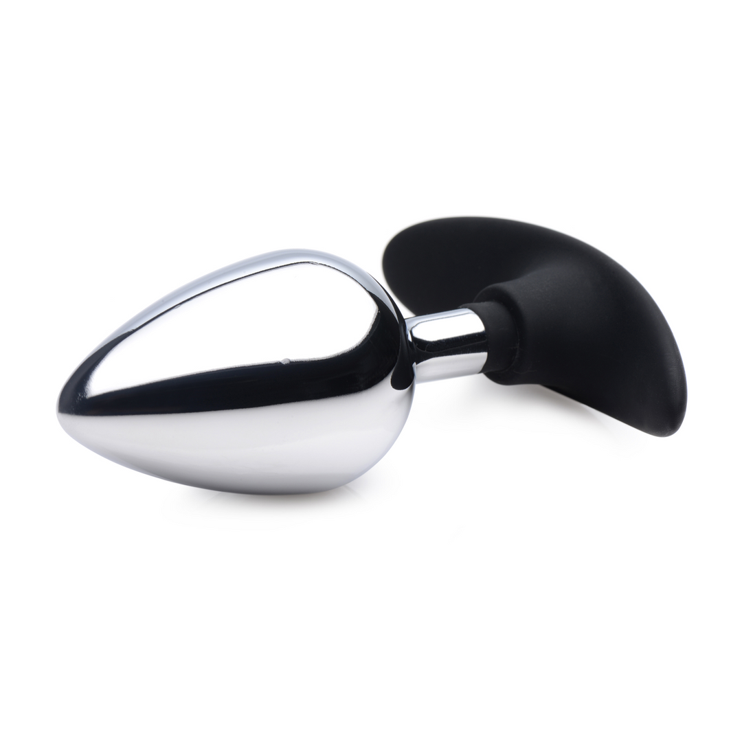 Xr brands Donkere Indringer - Metaal en Silicone Anale Plug - Groot (848518036148)