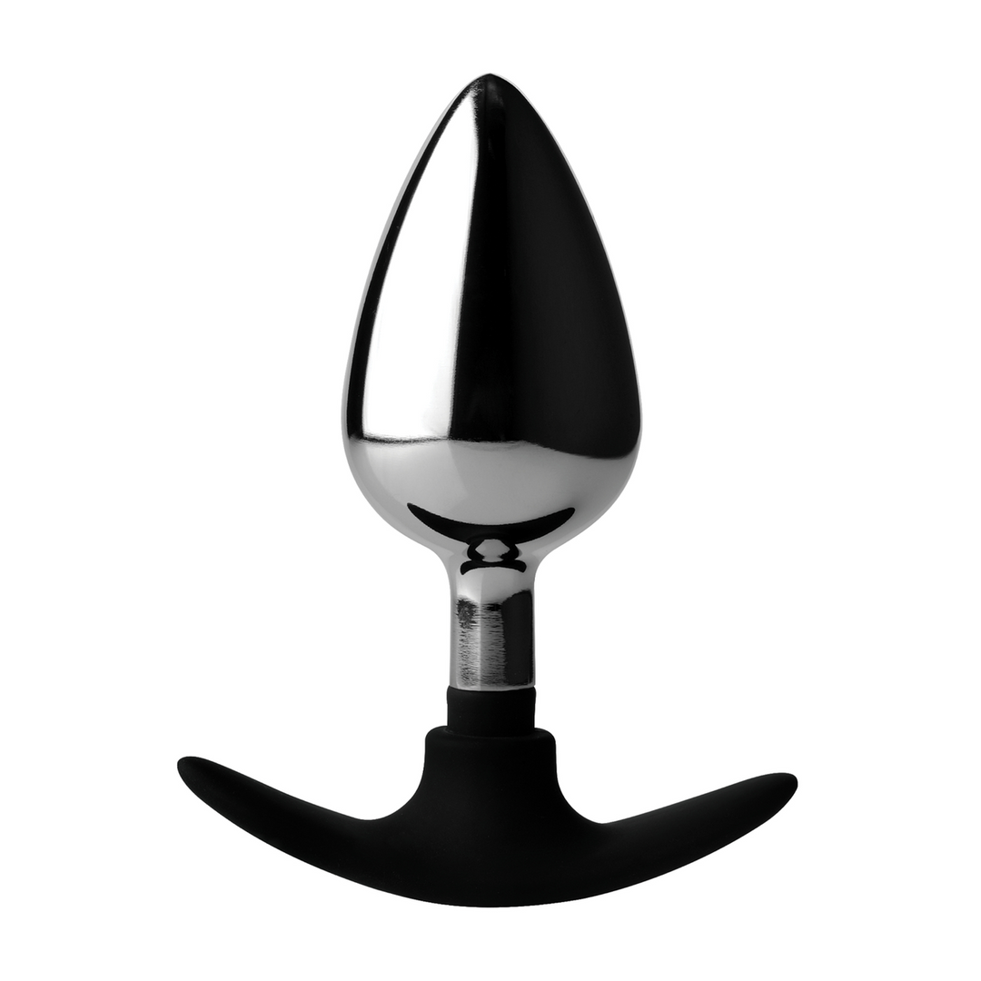 Xr brands Donkere Indringer - Metaal en Silicone Anale Plug - Groot (848518036148)