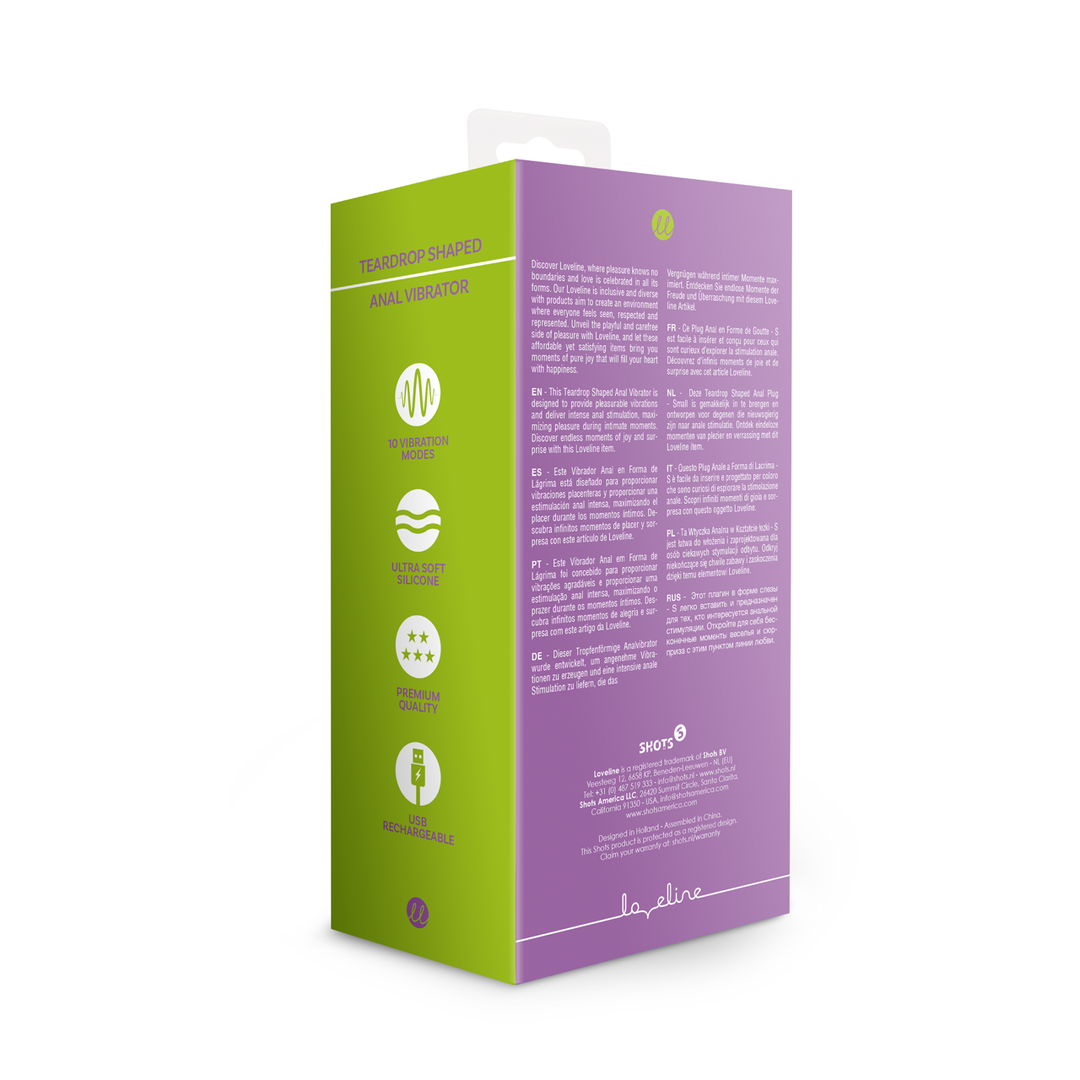 Loveline by shots Druppelvormige Anaal Vibrator - Helder Paars (8714273050748)