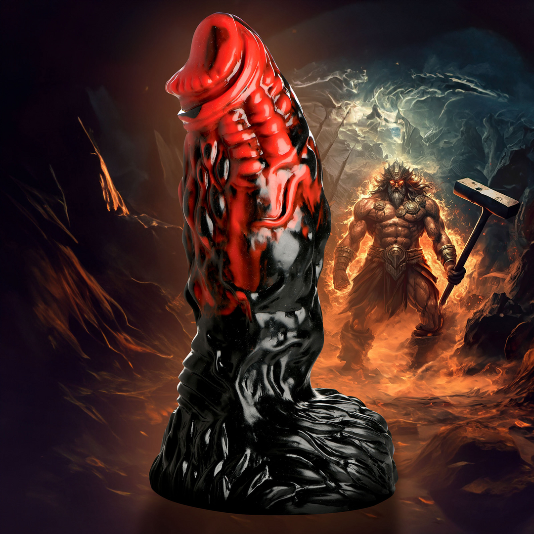 Xr brands Vulcan - Siliconen Dildo - Zwart/Rood (848518053718)