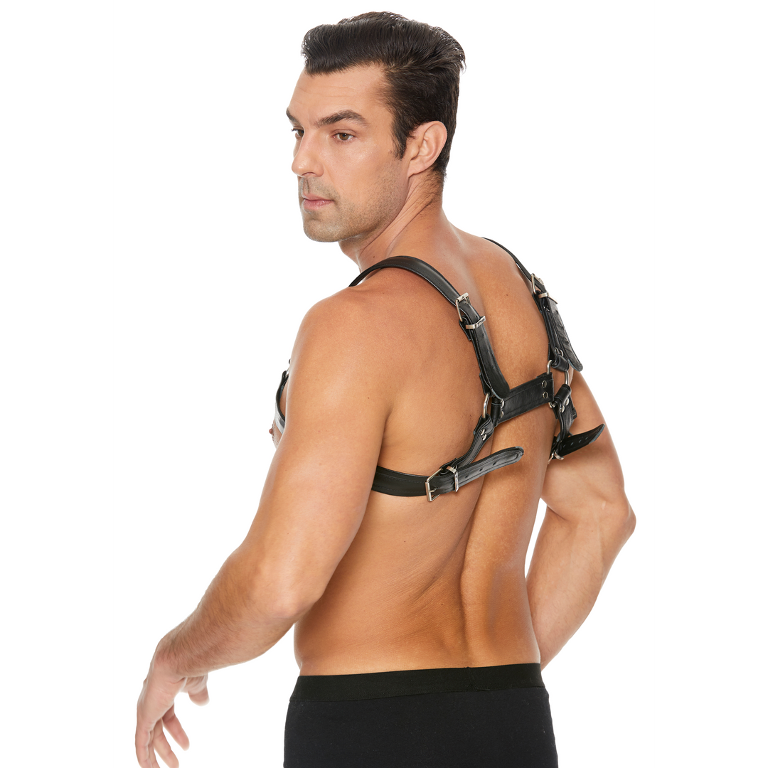 Ouch! by shots Leren Bulldog Harnas met Gespen - S/M (7423522519554)