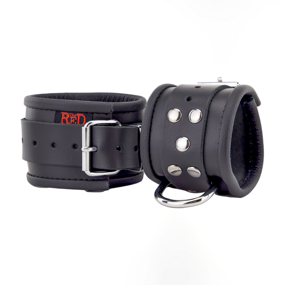 Red leather Leren Handboeien - Zwart (3701019809697)