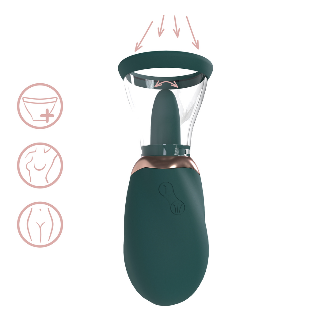 Pumped by shots Boost - Oplaadbare Vulva- en Borstpomp - Bosgroen (8714273054838)
