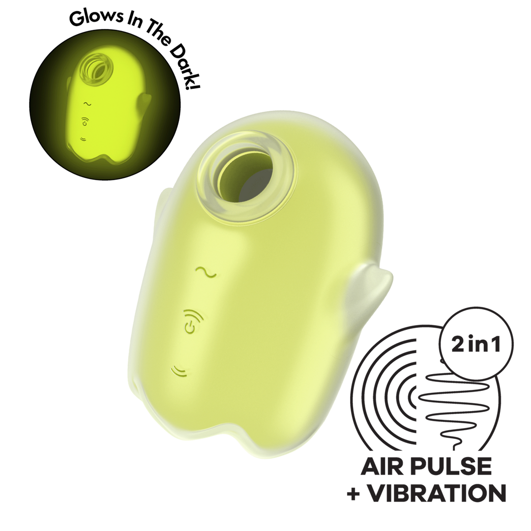 Satisfyer Glowing Ghost - Glow in the Dark - Dubbele Air Pulse Vibrator - Geel (4061504060064)