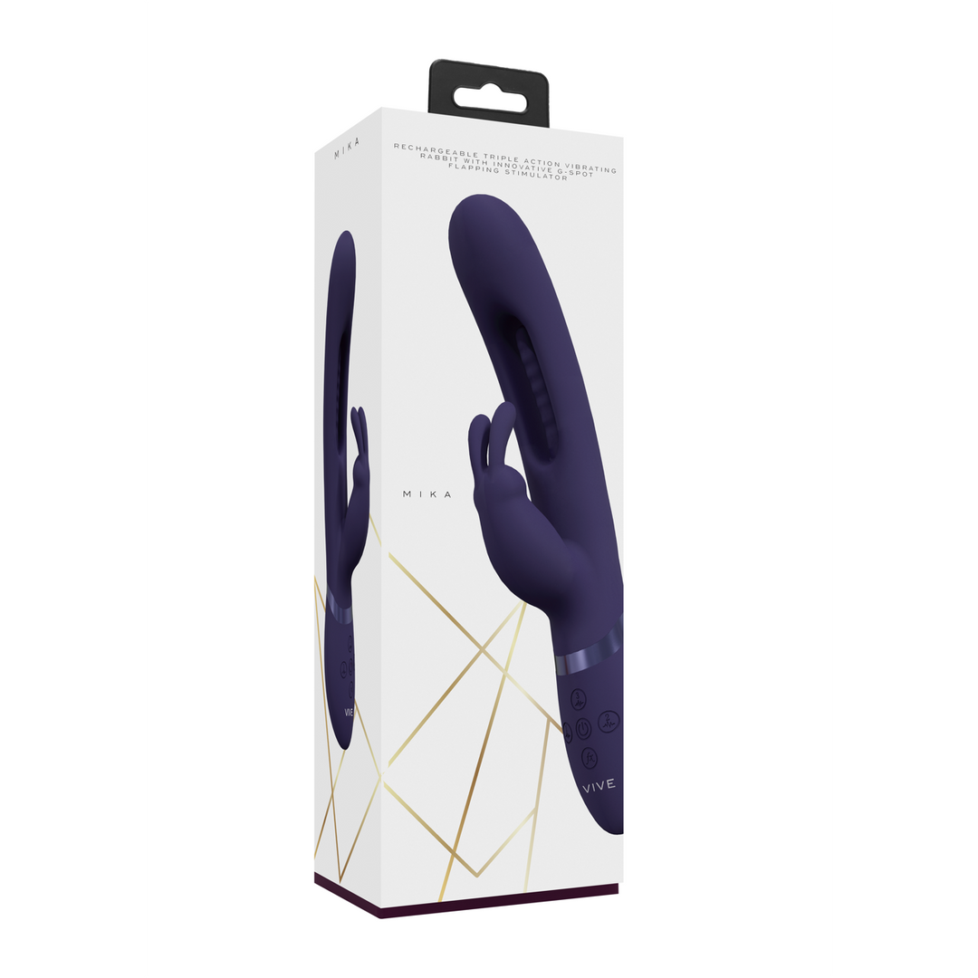 Vive by shots Mika - Triple Motor - Vibrerende Rabbit met Innovatieve G-Spot Flapper Stimulator - Paars (8714273051851)