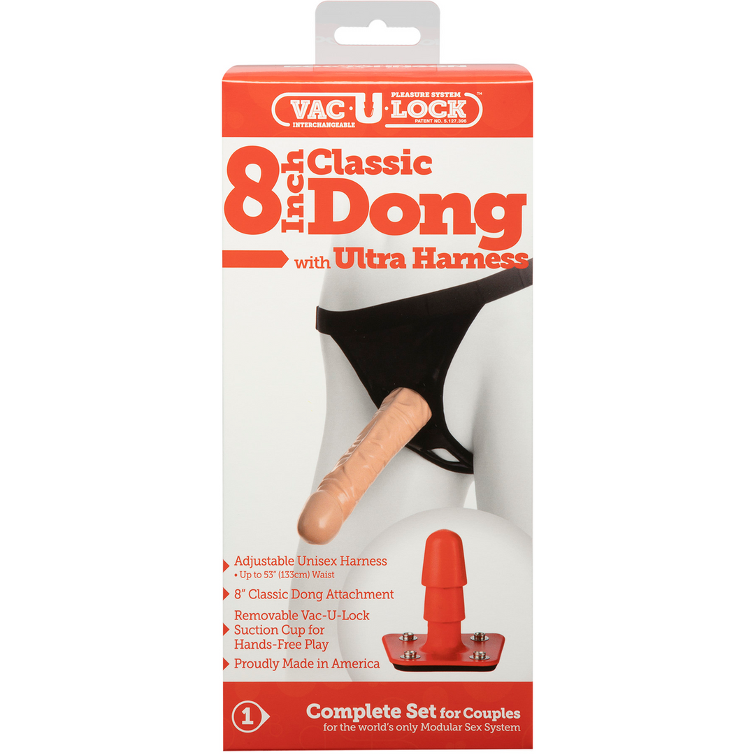 Doc johnson Klassieke dildo met Ultra harnas - 20 cm - Vanille (782421157005)