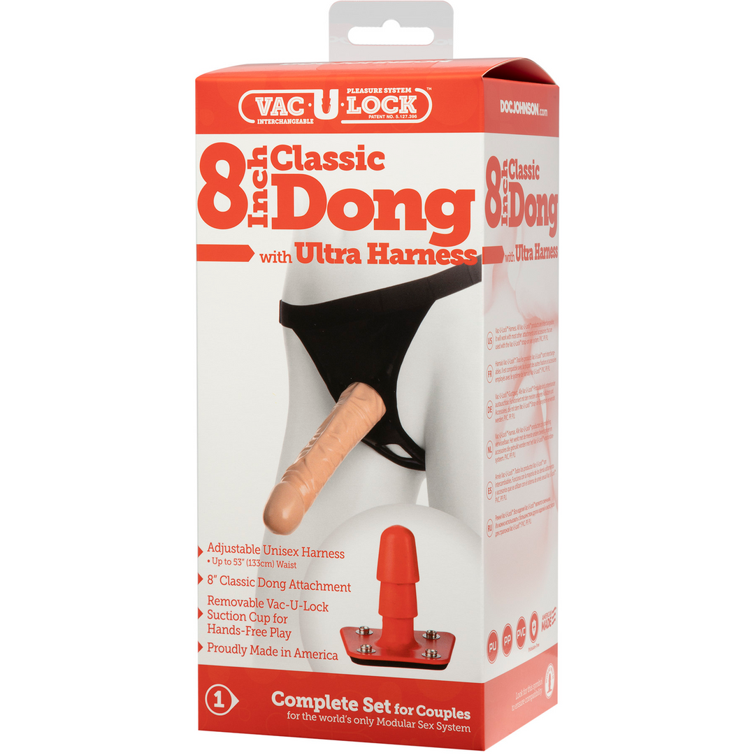 Doc johnson Klassieke dildo met Ultra harnas - 20 cm - Vanille (782421157005)