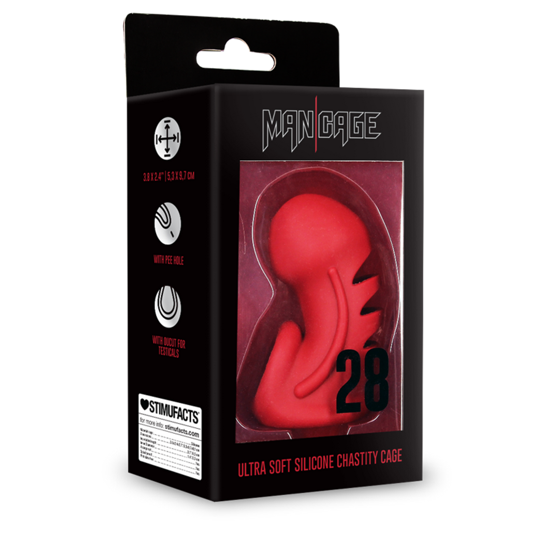 Mancage by shots Model 28 - Ultra Soft Silicone Chastity Cage - Rood (8714273051325)