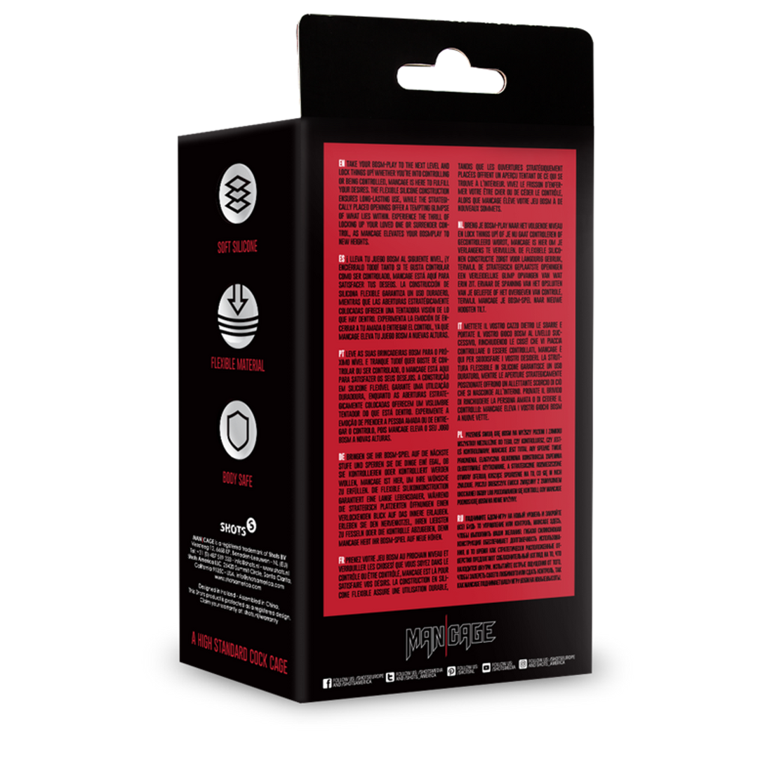 Mancage by shots Model 28 - Ultra Soft Silicone Chastity Cage - Rood (8714273051325)
