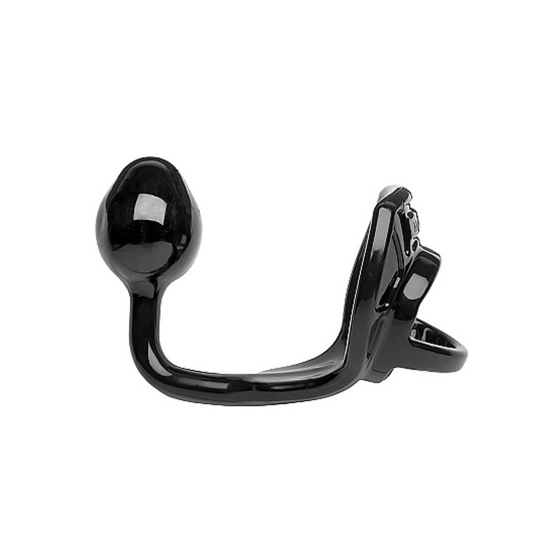 Perfectfitbrand Armor Tug Lock - Cockring met Ball Strap en Butt Plug - Medium (854854005151)