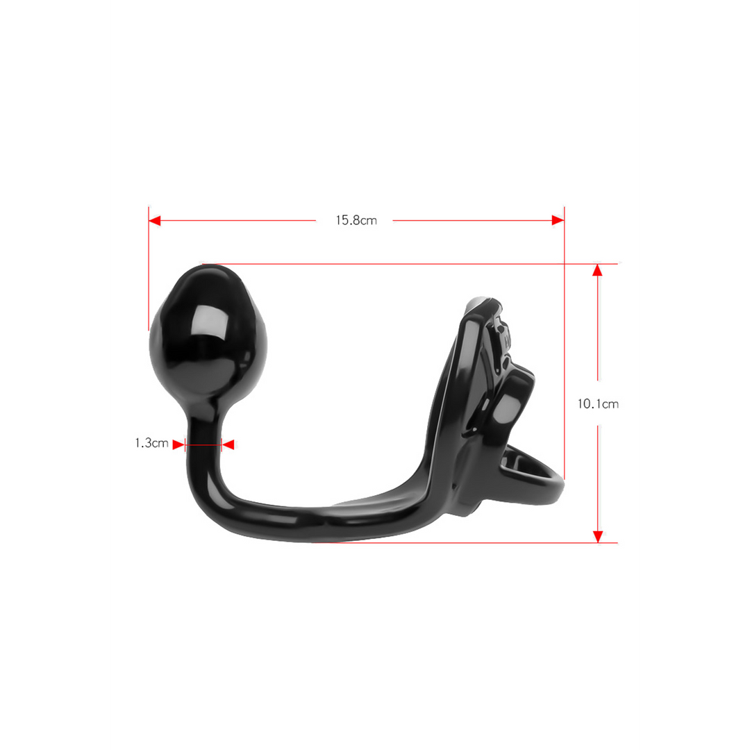 Perfectfitbrand Armor Tug Lock - Cockring met Ball Strap en Butt Plug - Medium (854854005151)