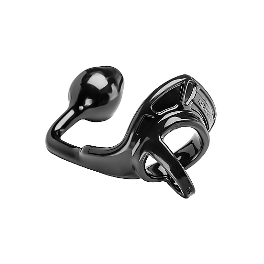 Perfectfitbrand Armor Tug Lock - Cockring met Ball Strap en Butt Plug - Medium (854854005151)