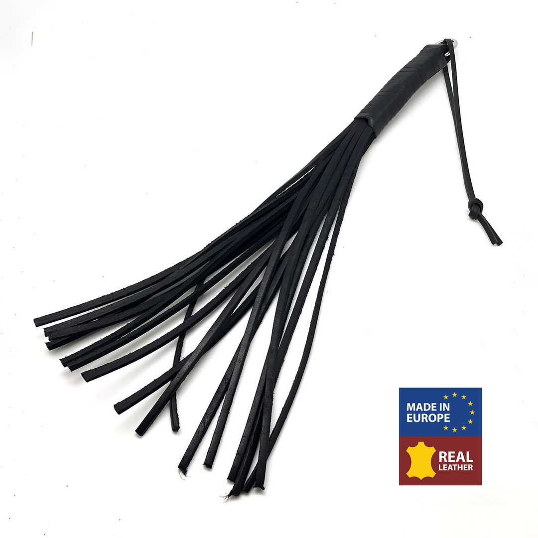 Red leather Martinet met Leren Touwen - 43 cm - Zwart (3701019810808)