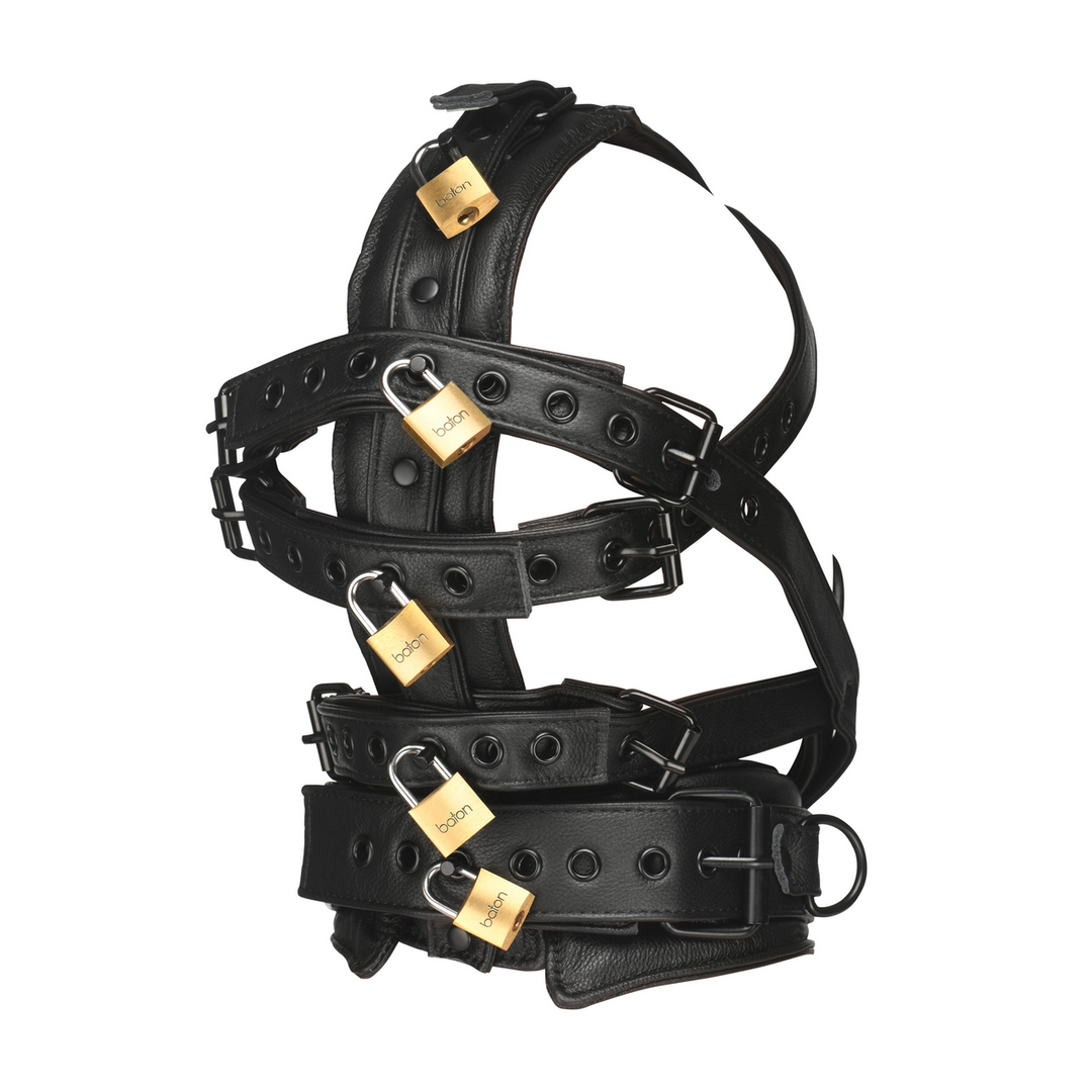 Xr brands Leren Hoofdharnas met Muilkorf - Zwart (848518059222)