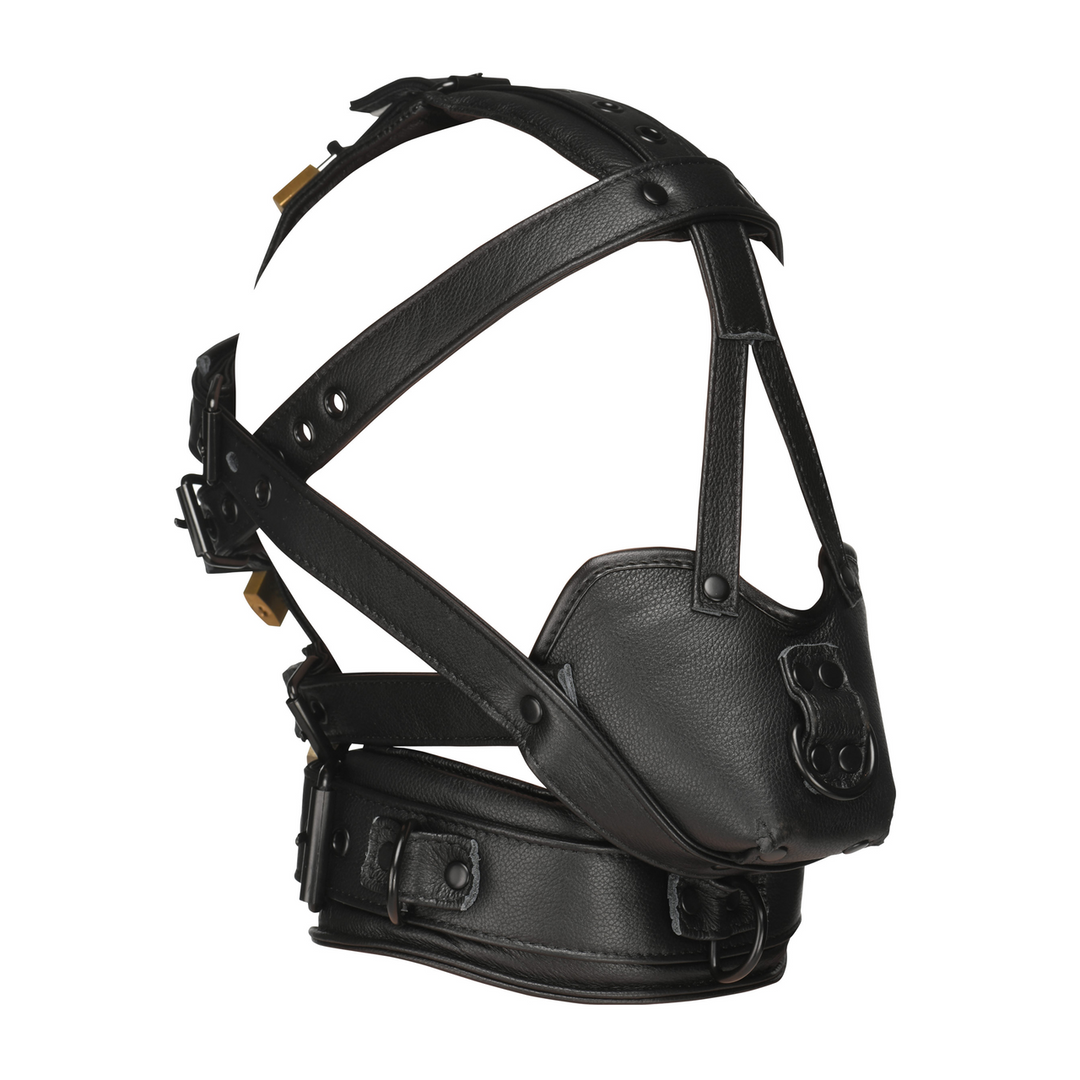 Xr brands Leren Hoofdharnas met Muilkorf - Zwart (848518059222)
