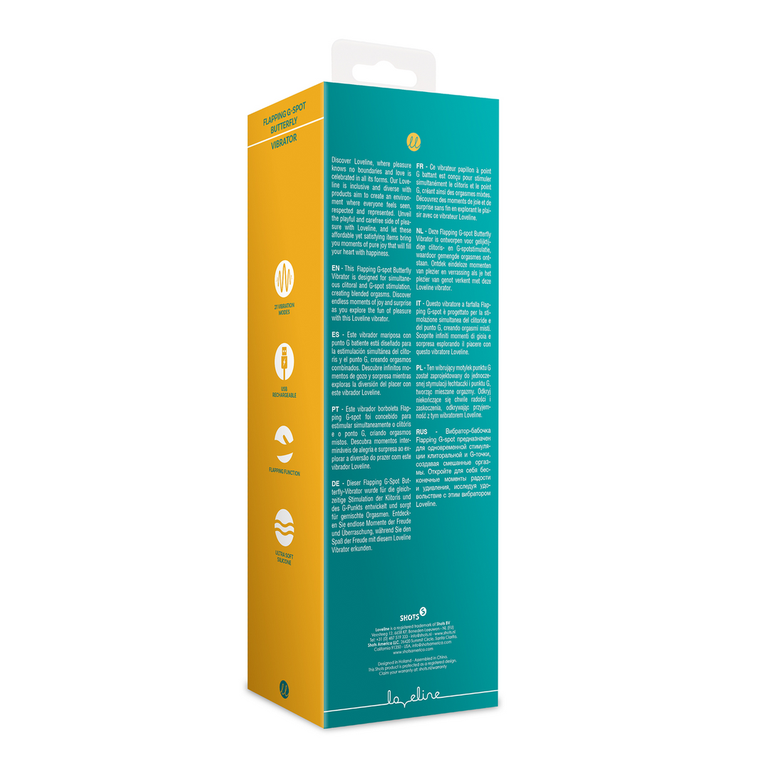Loveline by shots Flapper G-Spot Vlinder Vibrator - Pauwblauw (8714273049179)