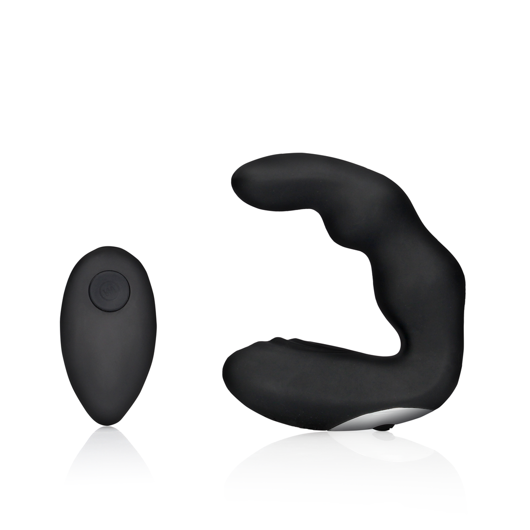 Ouch! by shots Gebogen Vibrerende Prostaatmassager met Afstandsbediening - Zwart (8714273051639)
