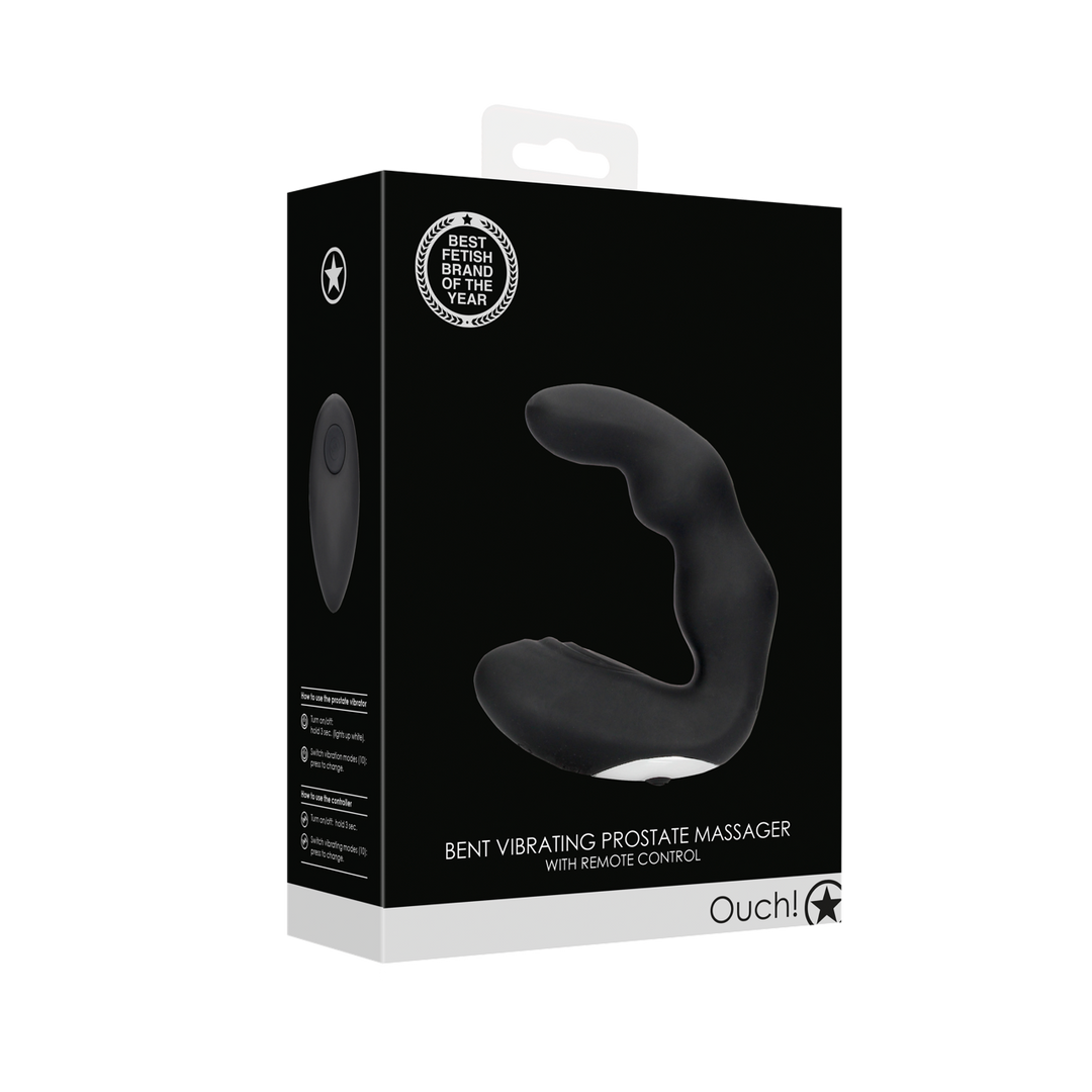 Ouch! by shots Gebogen Vibrerende Prostaatmassager met Afstandsbediening - Zwart (8714273051639)