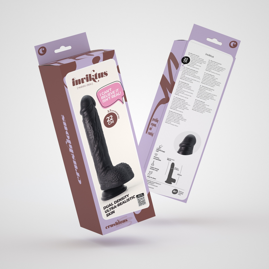 Crushious Inviktus - Vloeibare Silicoon Dildo - 8 / 22 cm - Zwart (7403254159303)