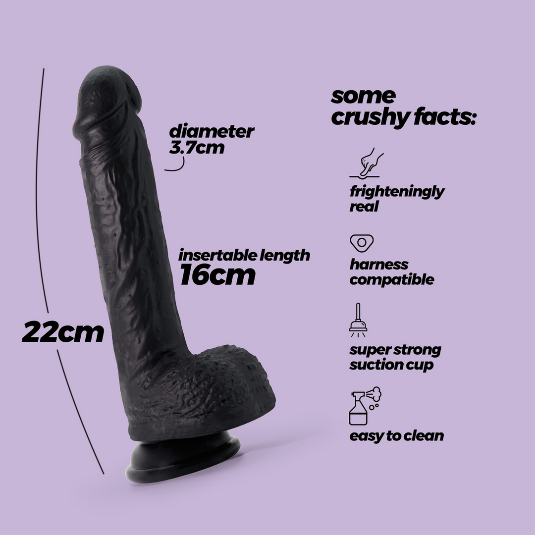 Crushious Inviktus - Vloeibare Silicoon Dildo - 8 / 22 cm - Zwart (7403254159303)