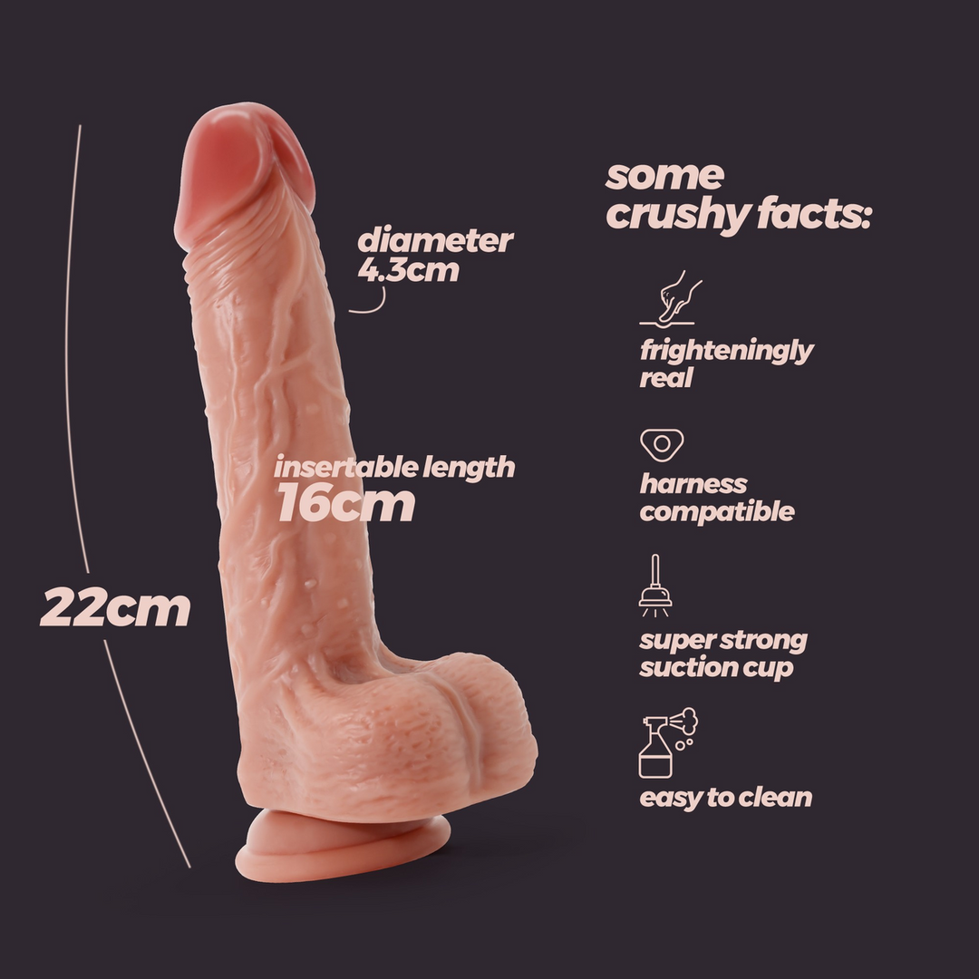 Crushious Inviktus - Vloeibare Siliconen Dildo - 8.5 / 22 cm - Vleeskleur (7403254159273)