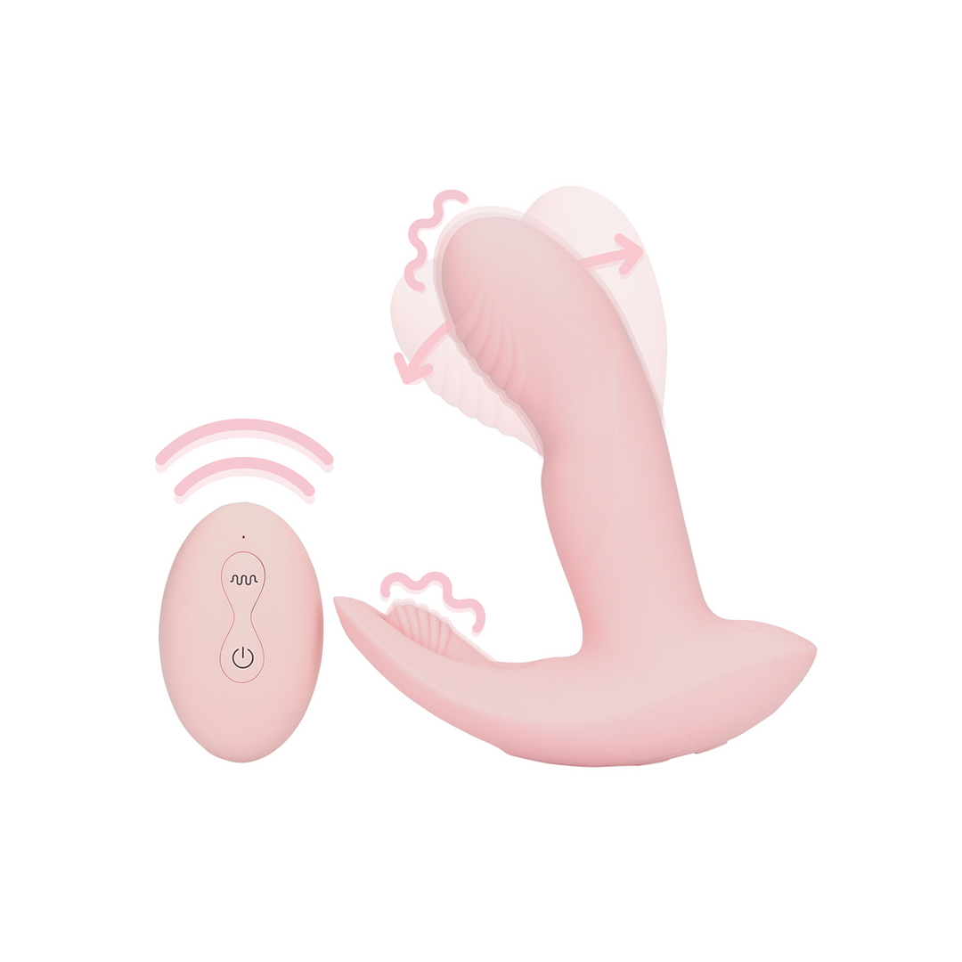 Loveline by shots Draagbare Vinger Beweging Vibrator met Afstandsbediening - Cherry Chiffon (8714273049193)