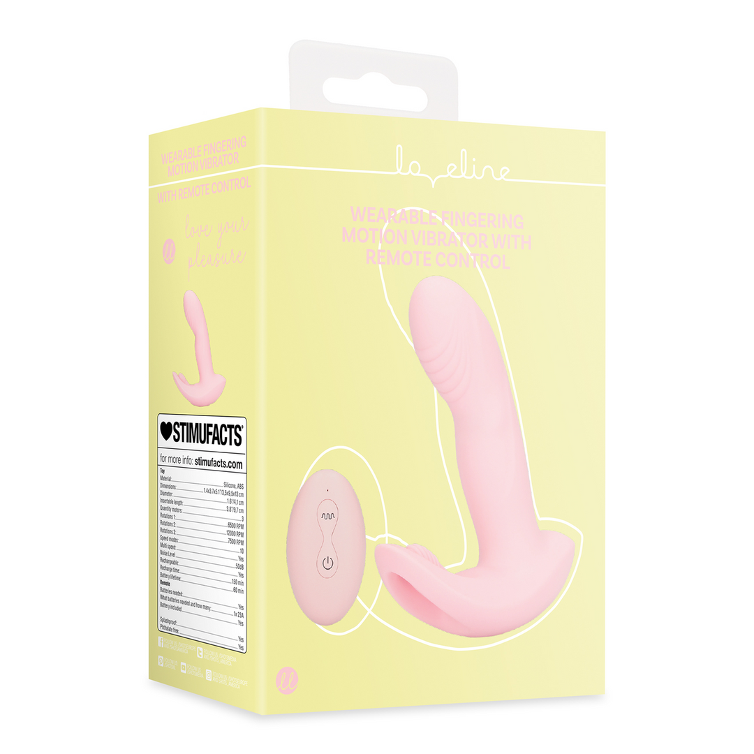 Loveline by shots Draagbare Vinger Beweging Vibrator met Afstandsbediening - Cherry Chiffon (8714273049193)