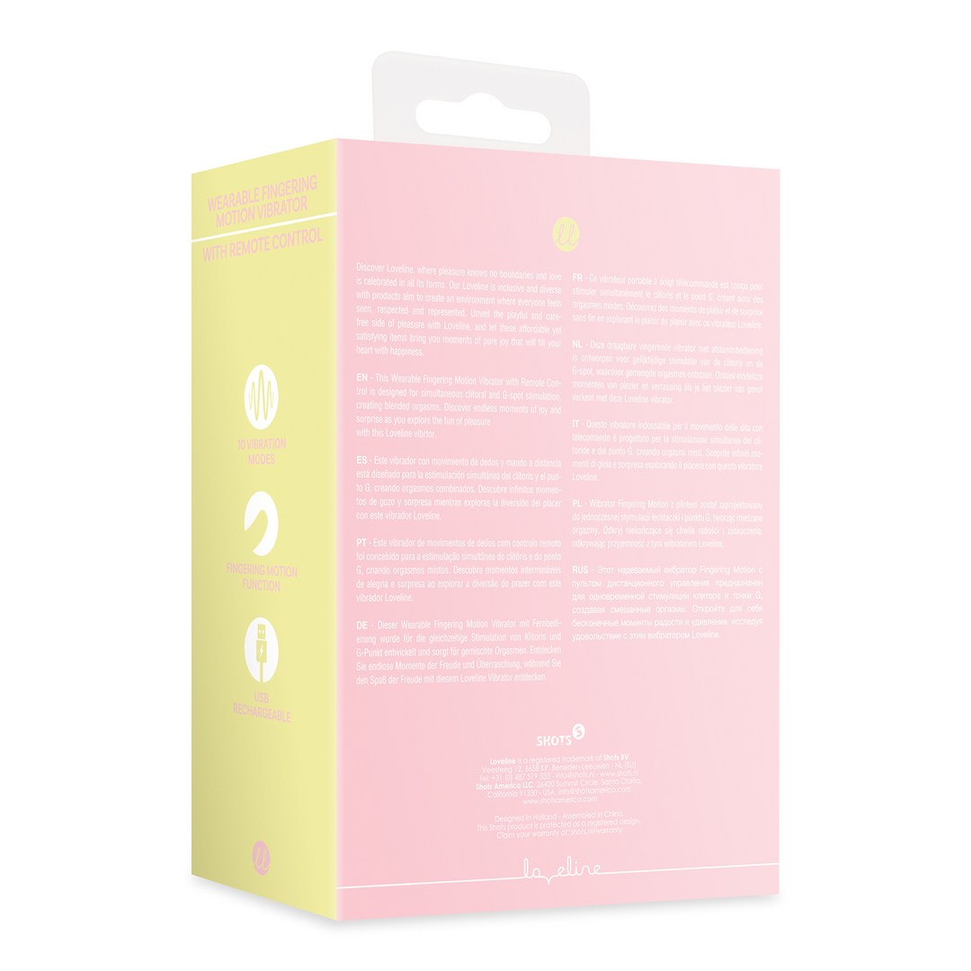 Loveline by shots Draagbare Vinger Beweging Vibrator met Afstandsbediening - Cherry Chiffon (8714273049193)