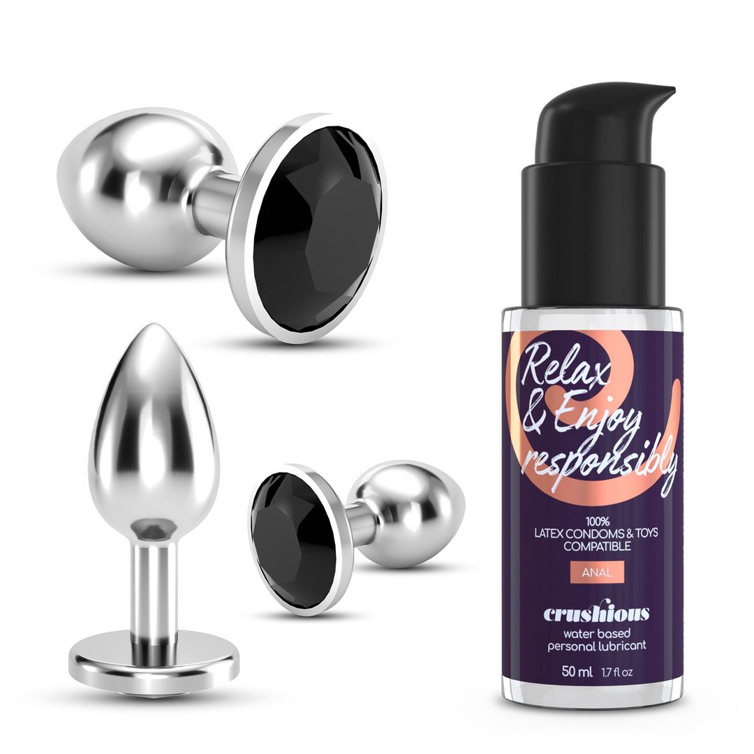 Crushious Bijou - Anal Wet Train Trio - 3 Jewel Plugs - Zwart (7403254151086)