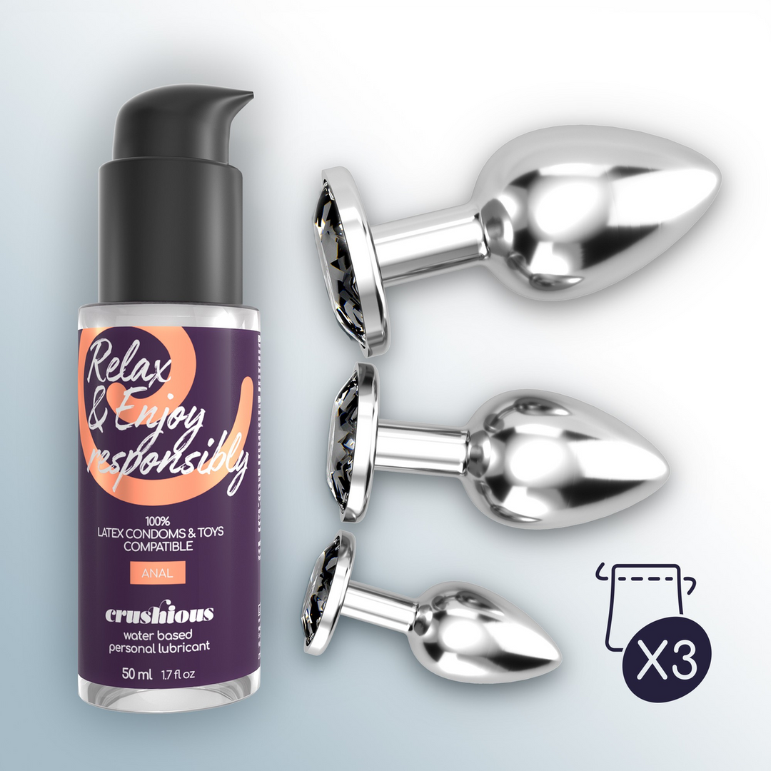 Crushious Bijou - Anal Wet Train Trio - 3 Jewel Plugs - Zwart (7403254151086)