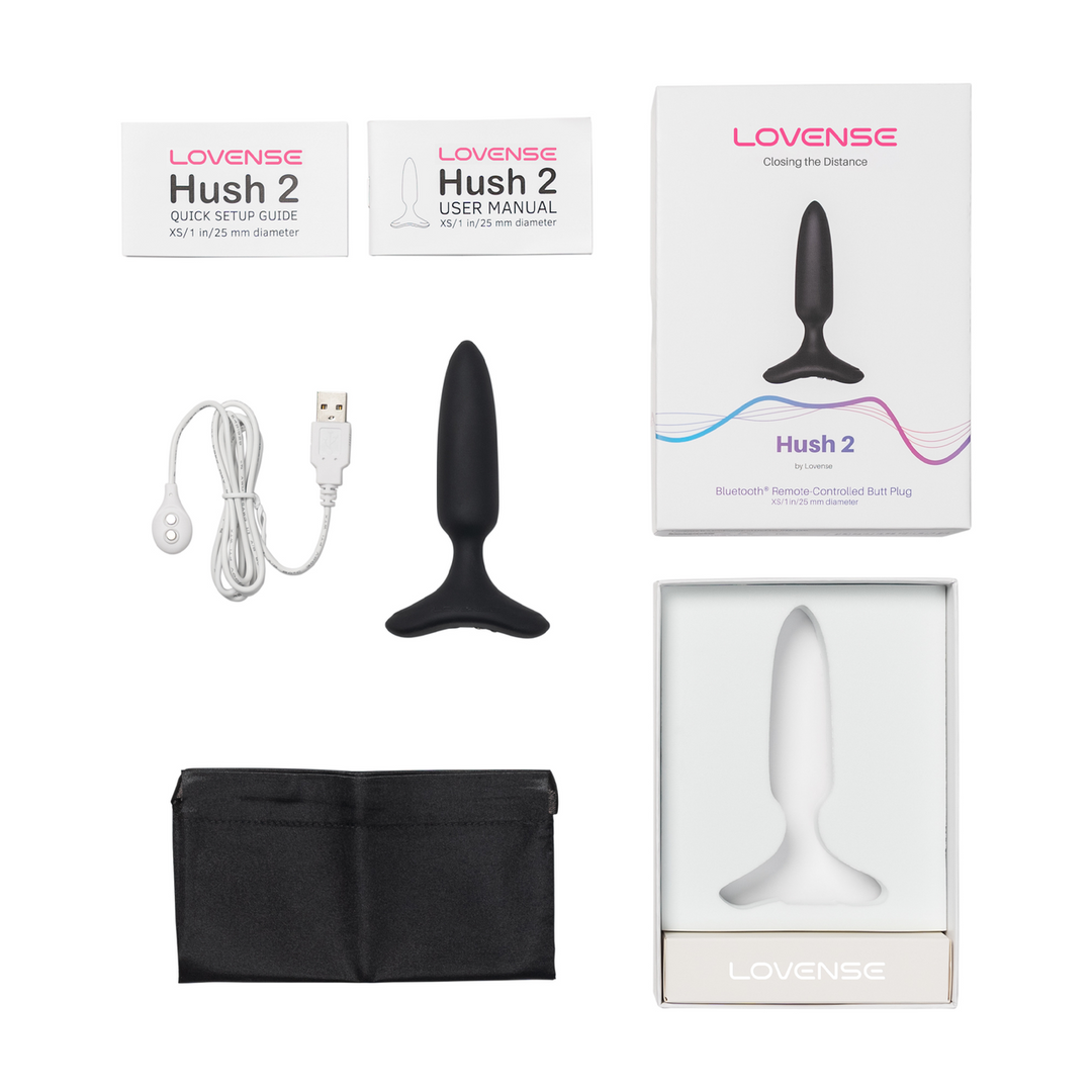 Lovense Hush 2 - App-bestuurde Vibrerende Buttplug - 1 / 2,5 cm - Zwart (728360599797)