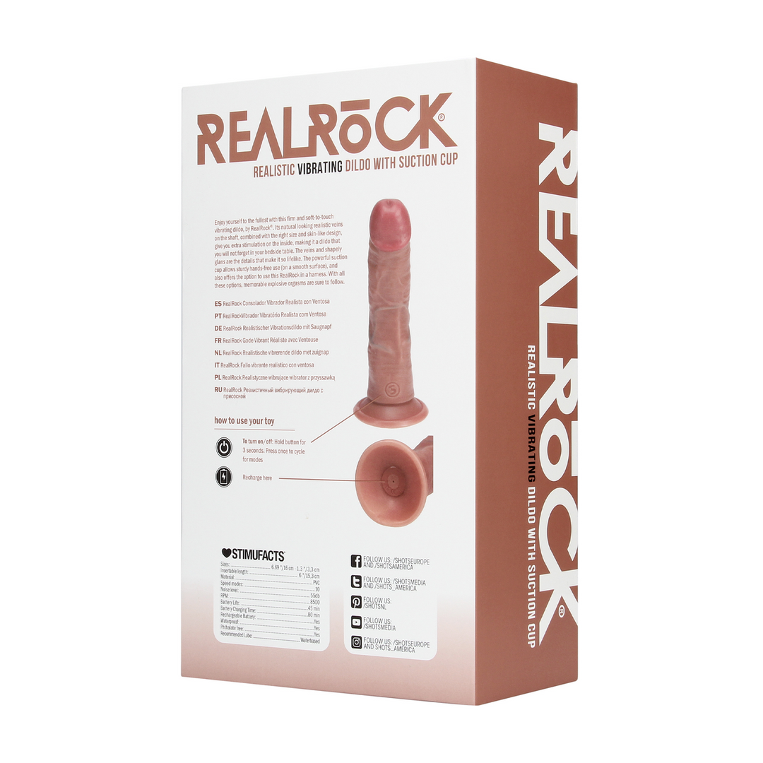 Realrock by shots Vibrerende Reguliere Gebogen Cock - 6 / 15,5 cm - Tan (8714273041692)