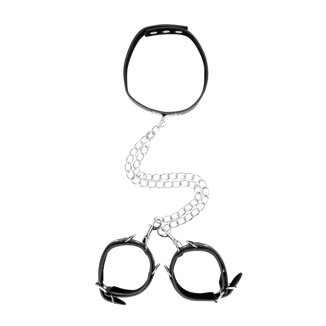 Ouch! by shots Gebonden Leren Halsband met Handboeien (7423522575505)