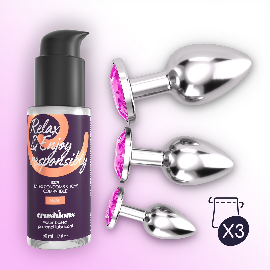 Crushious Bijou - Anal Wet Train Trio - 3 Jewel Plugs - Roze (7403254151024)