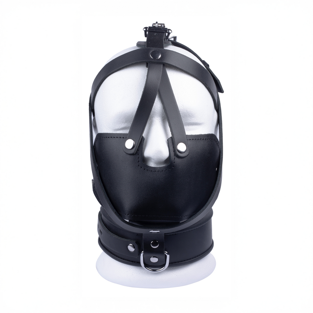 Red leather Leren Masker - Zwart (3662811296897)