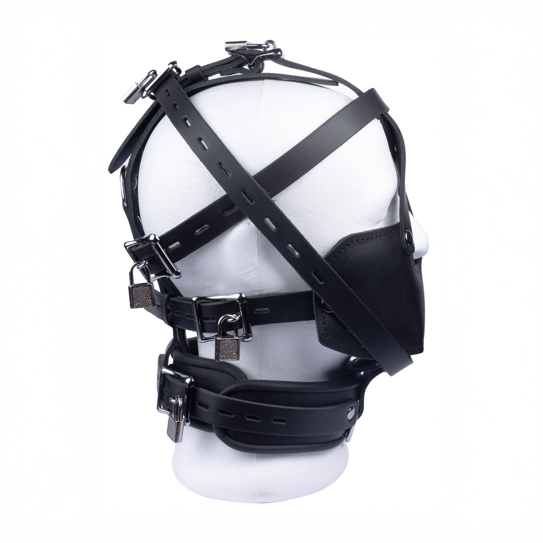 Red leather Leren Masker - Zwart (3662811296897)