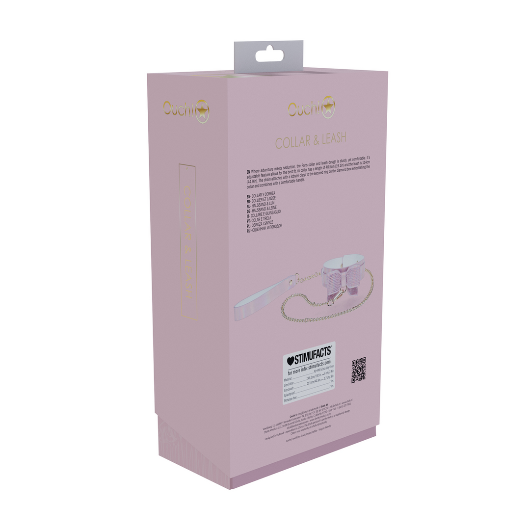 Ouch! by shots Paris Collectie - Halsband met Leash - Roze (8714273056146)
