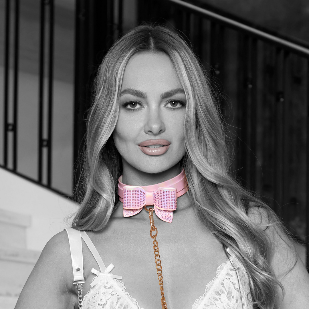 Ouch! by shots Paris Collectie - Halsband met Leash - Roze (8714273056146)
